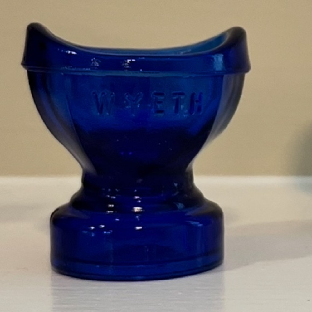 Elegant Wyeth Blue Glass Eye Cup Vintage Approx 2” Tall